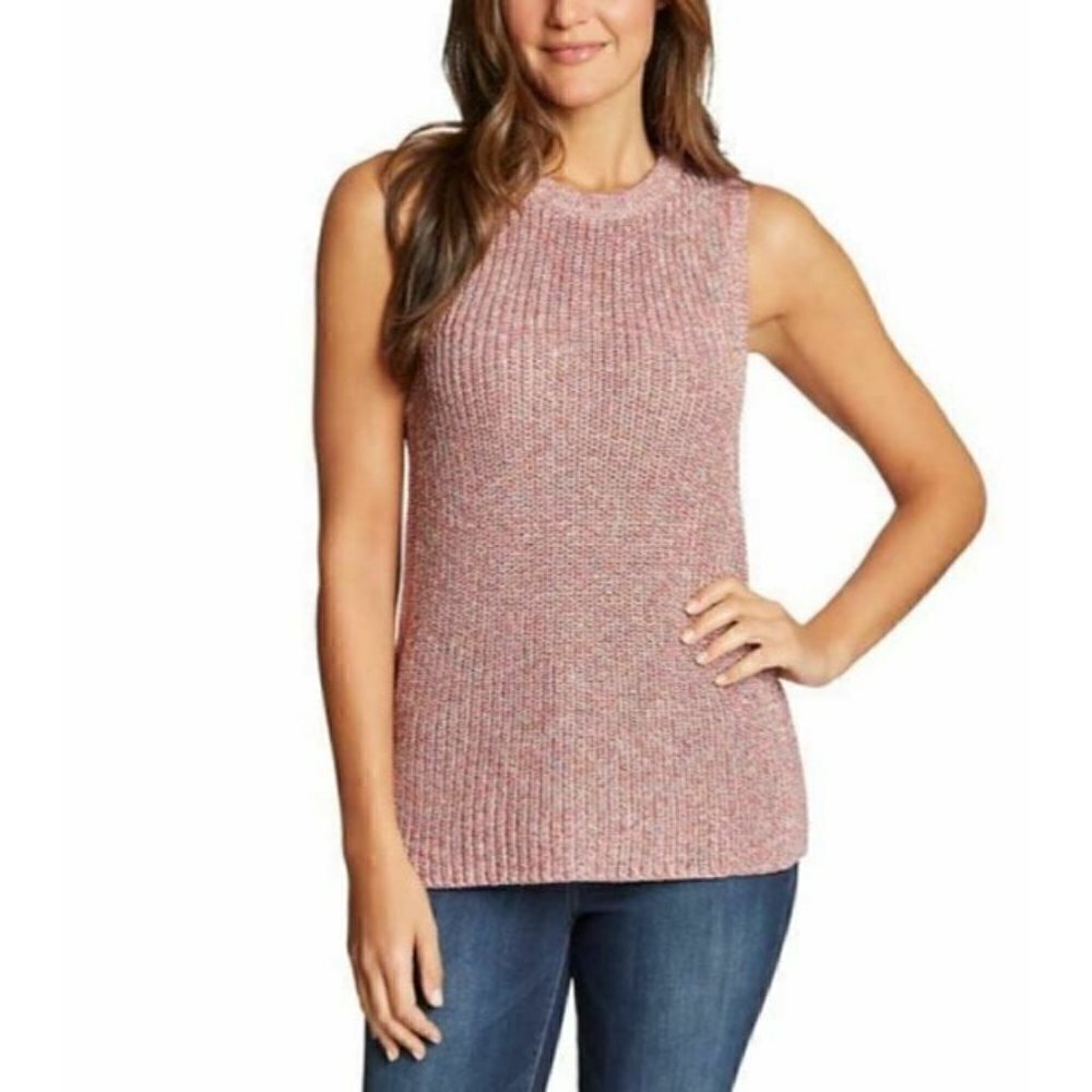 Ella Moss Ribbed Knit Sweater Tank Womens Rainbow Stich Sleeveless Boho Medium
